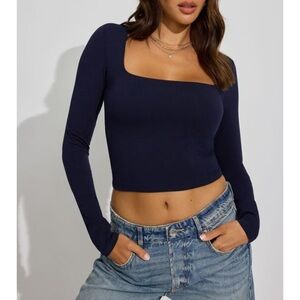 Garage brand Black Long Sleeve Square Neck Top